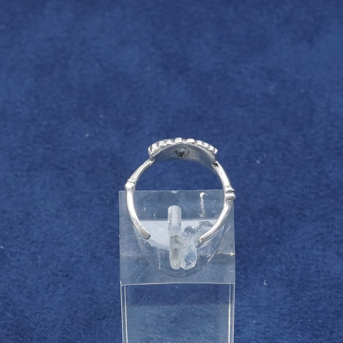 sz 2.75, vtg Sterling silver handmade ring, 925 band w/ baby footprint