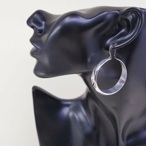 1.5”, Vtg Sterling Silver Handmade Earrings, Lightwight 925 Silver Hoops, Huggie