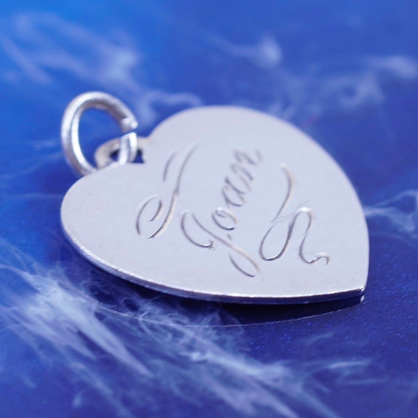 vtg forstner sterling silver handmade pendant, 925 heart charm embossed “Goan