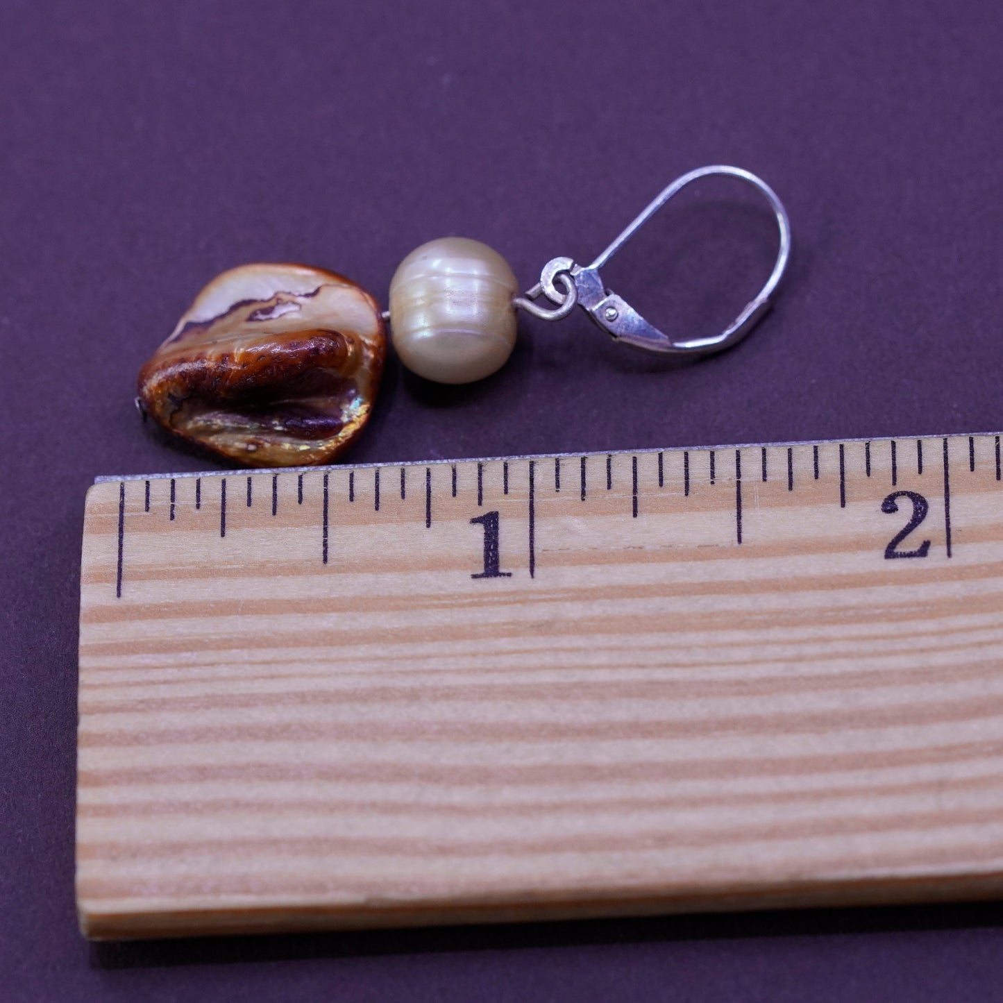 Vintage Sterling 925 silver handmade earrings with pearl abalone
