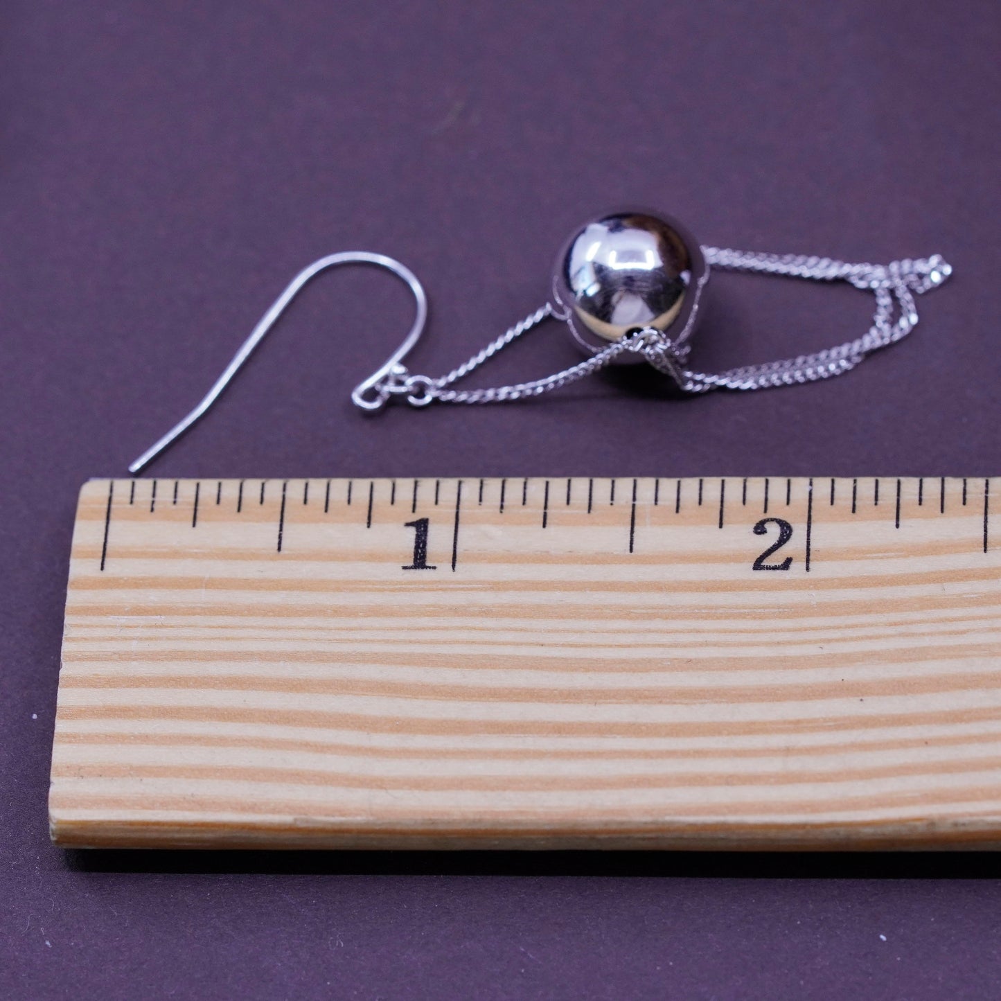 12mm, vtg PAJ Sterling silver handmade earrings, 925 beads drops with fringe