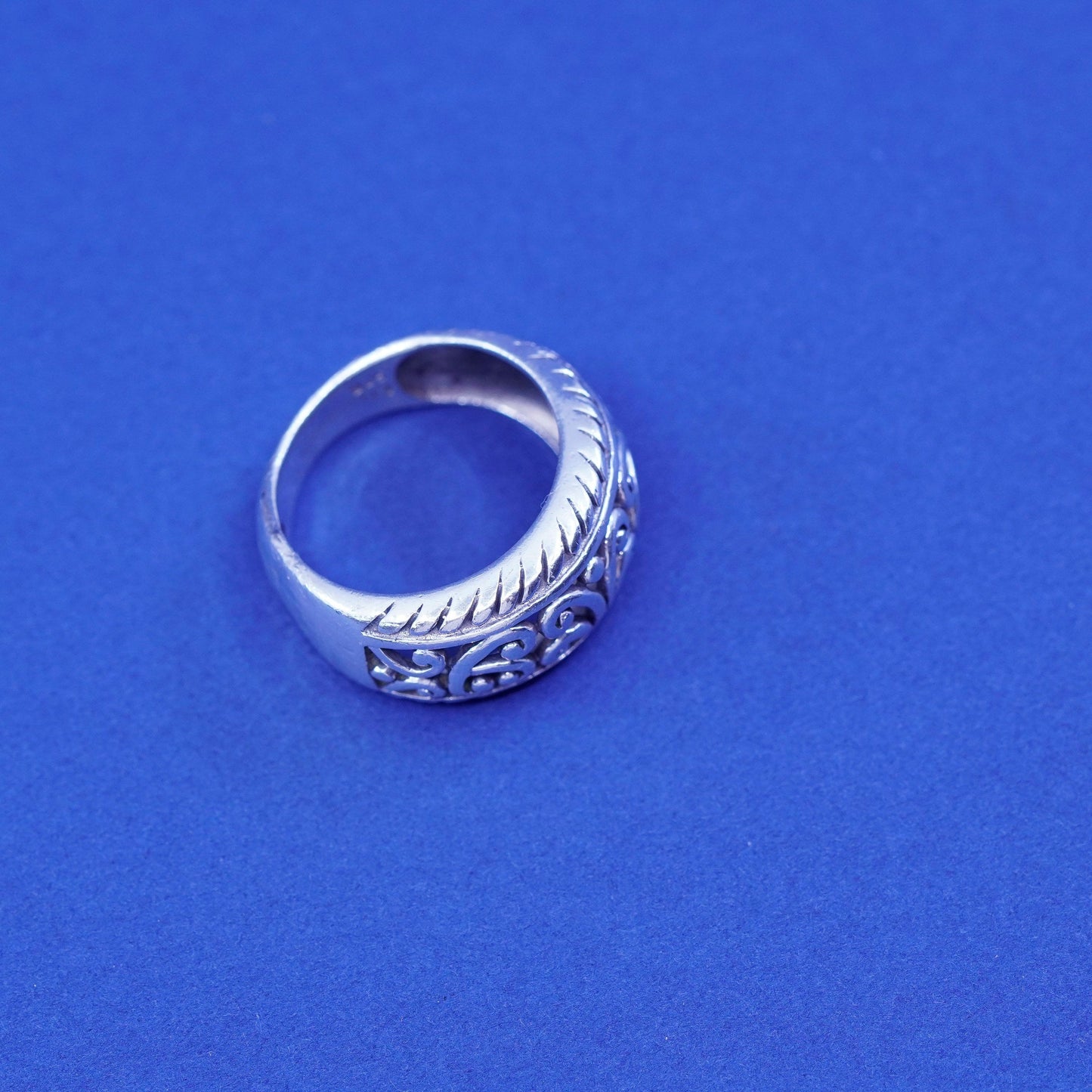 Size 6.5, vintage Sterling silver handmade ring, 925 Filigree swirl band