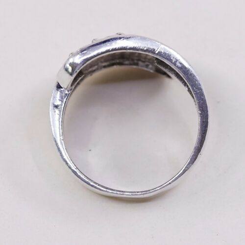 Size 7, Vtg Sterling Silver Handmade Ring, 925 Band W/ Flower Floral Embossed