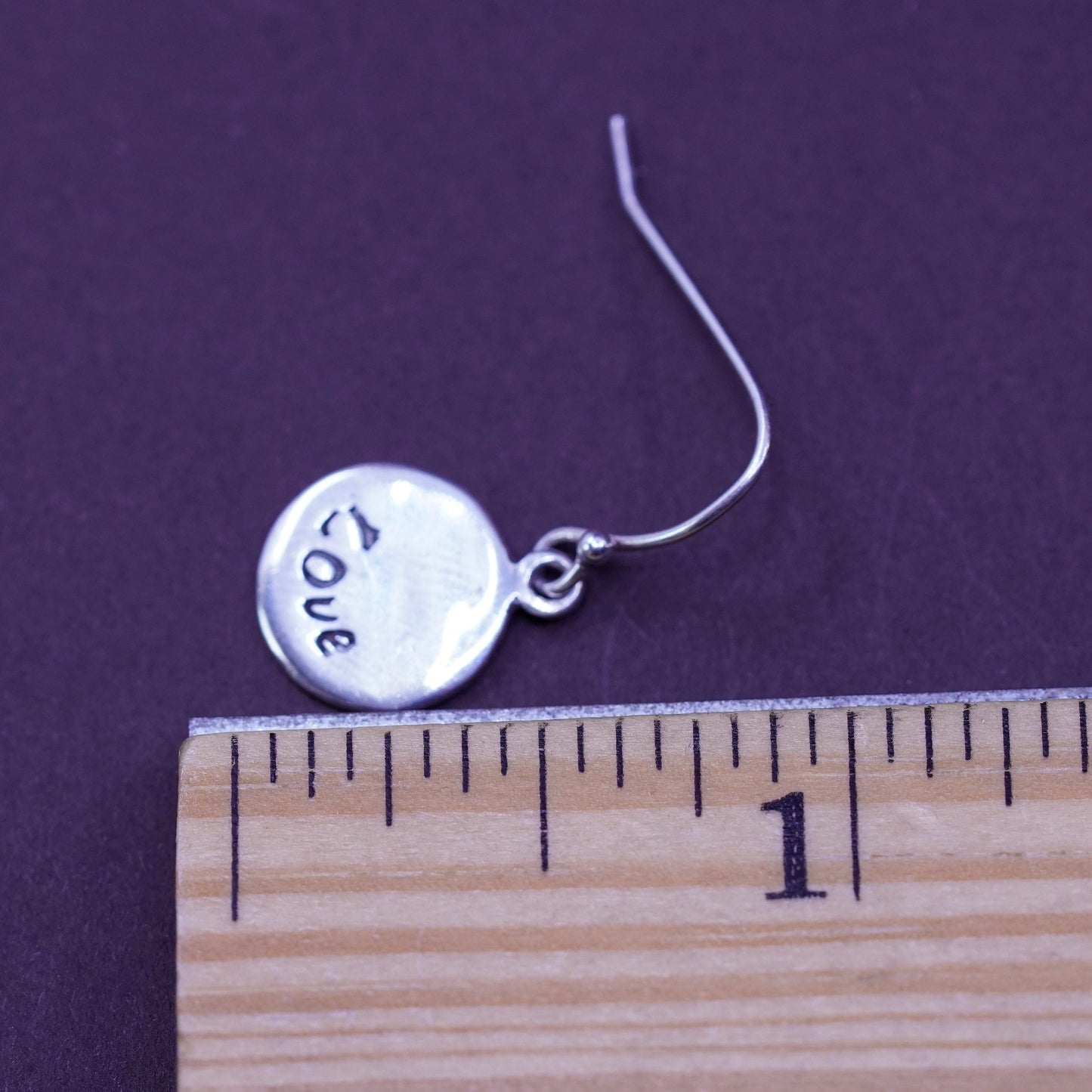 Vintage Sterling 925 silver handmade earrings with tag embossed “Love”