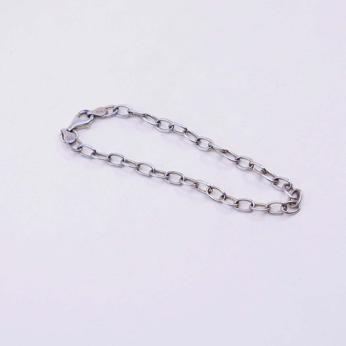 7”, 5mm, Vintage sterling silver handmade bracelet, 925 oval chain
