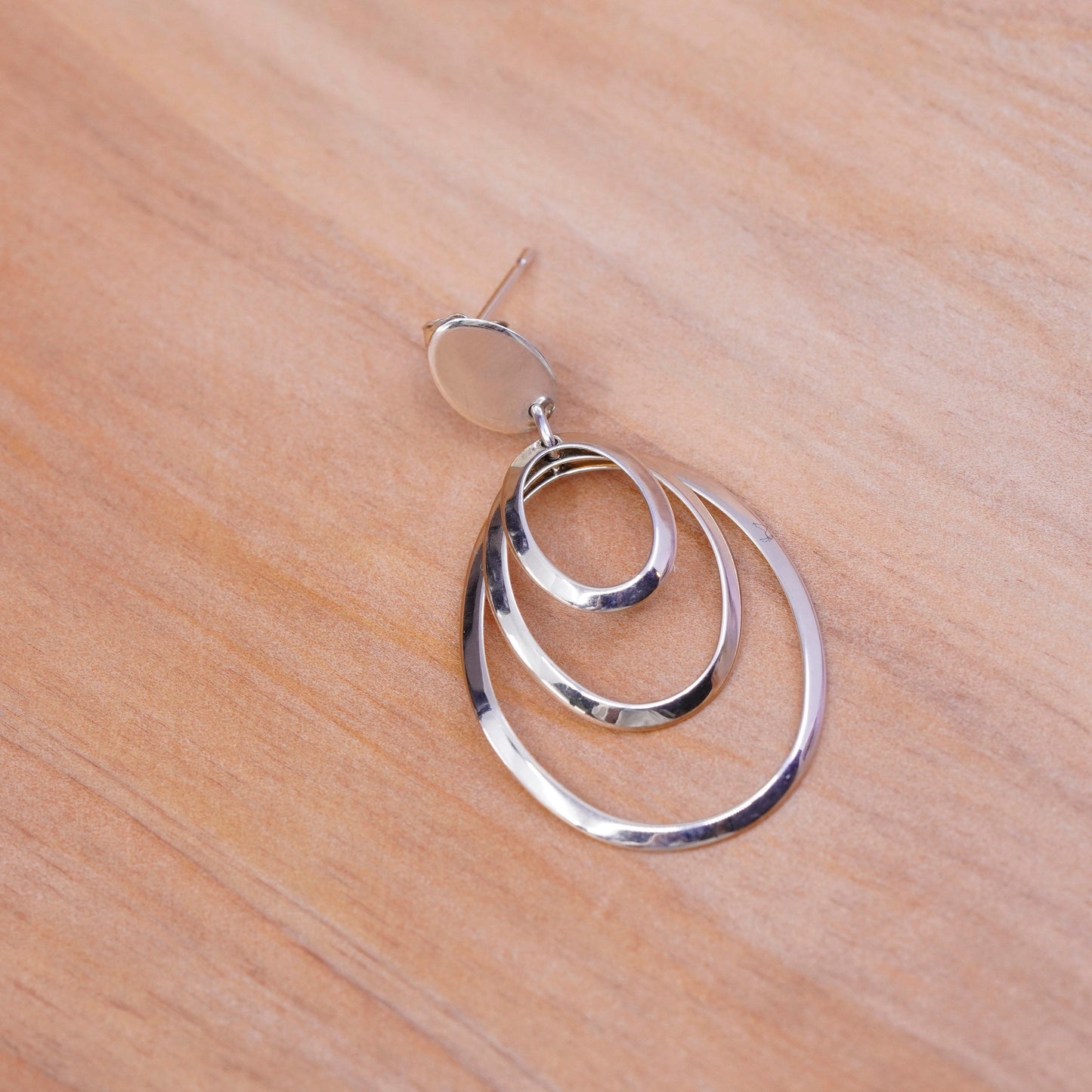 vtg vermeil gold over Sterling silver circle drops, 925 multi circle earrings