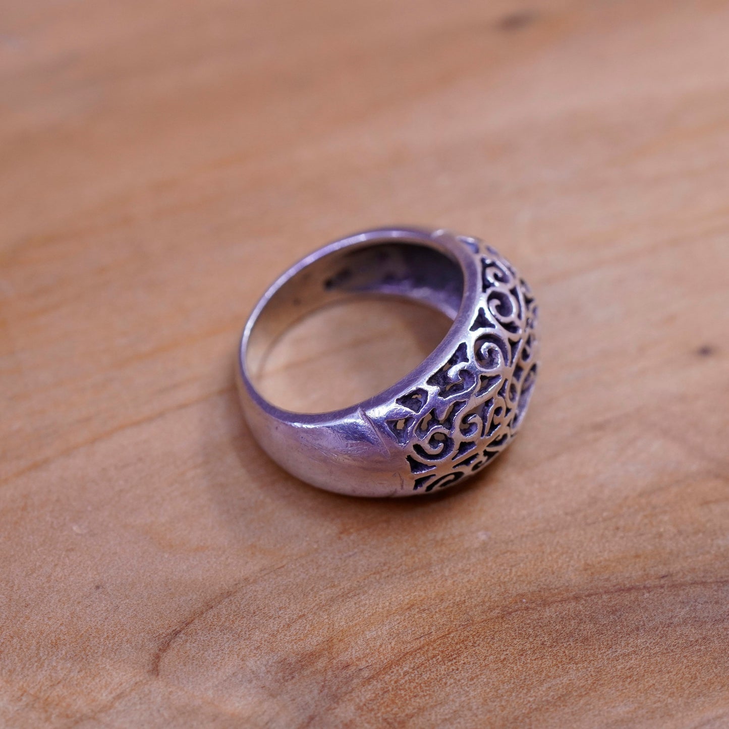 Size 4.5, Sterling silver handmade ring, southwestern, 925 filigree swirl band
