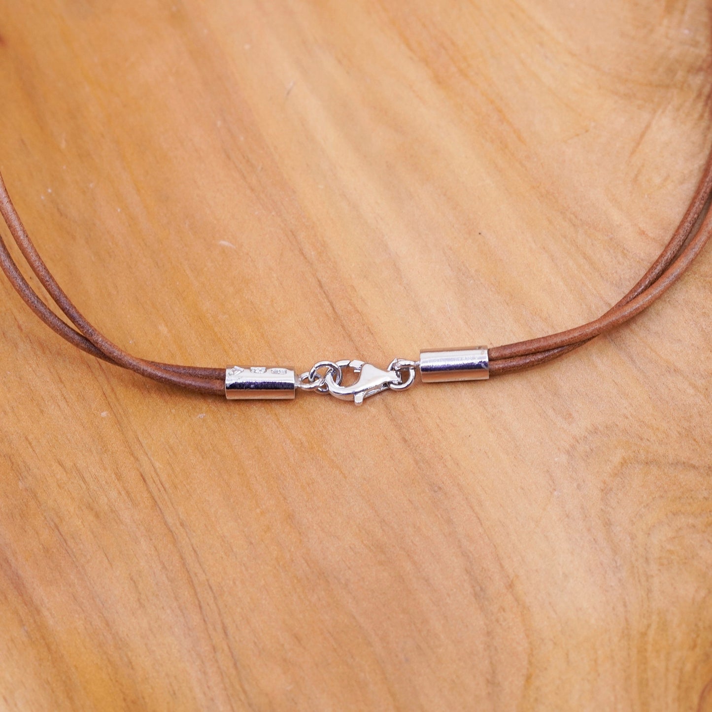 16”, silpada handmade necklace, double brown leather choker sterling 925 silver