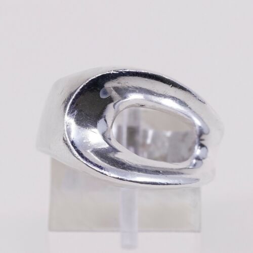 Sz 7, Vtg Sterling Silver Handmade Ribbed Ring Mexico 925 Silver warrior Band