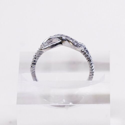 Sz 7.25, Vtg Sterling silver handmade ring, 925 silver Infinity Sumbo W/ CZ
