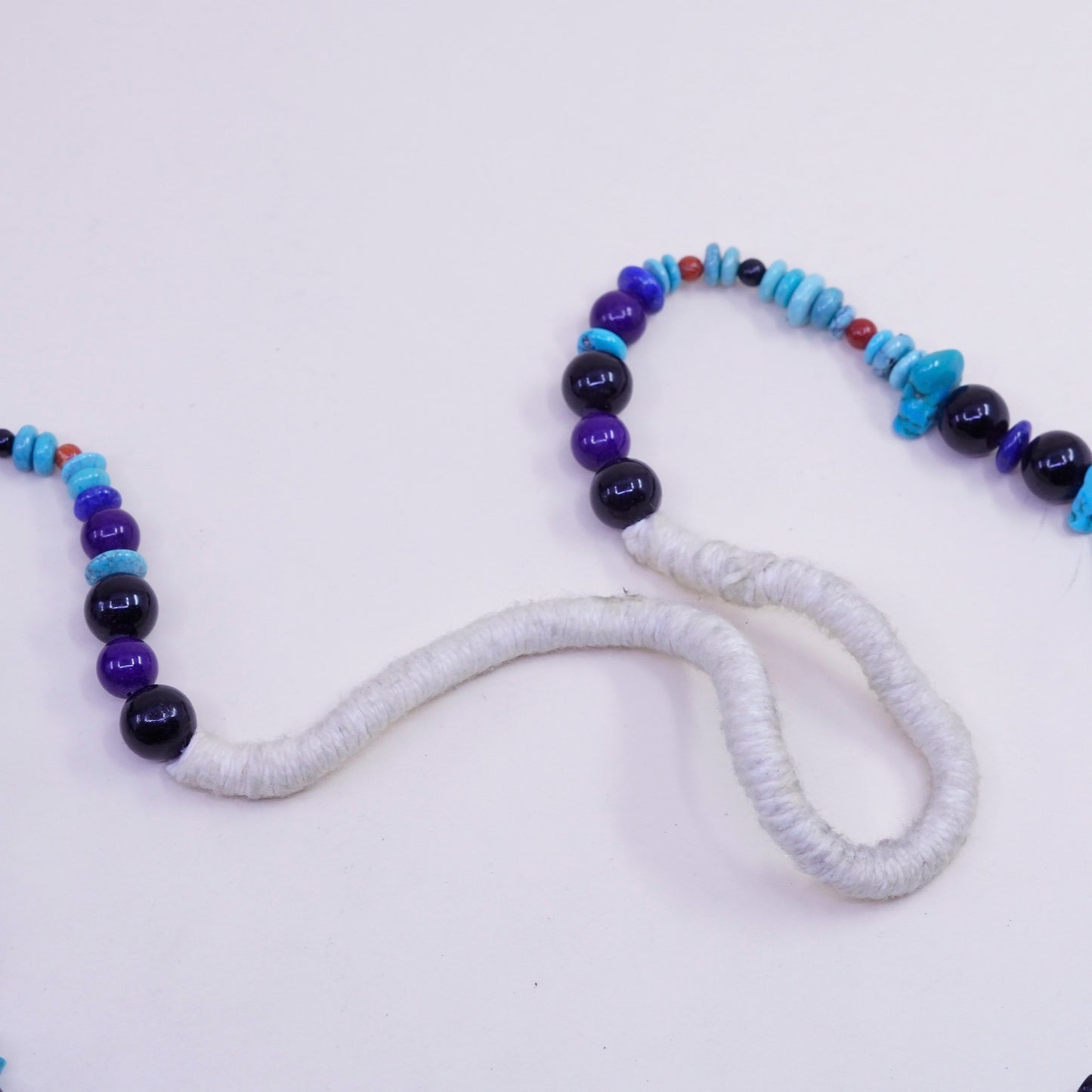 30”, Native American Richard Begay Sterling silver turquoise necklace Navajo