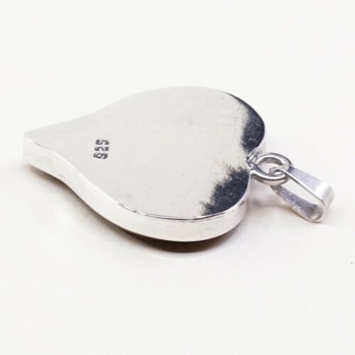 Vintage Sterling Silver Handmade Pendant, 925 Silver Heart With Resin Flower