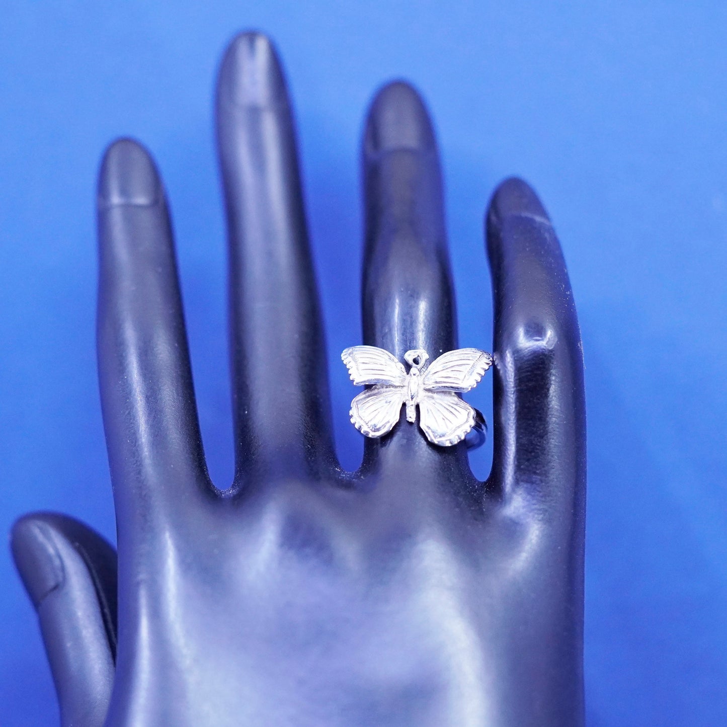 Size 6, vintage sterling silver handmade ring, 925 butterfly band