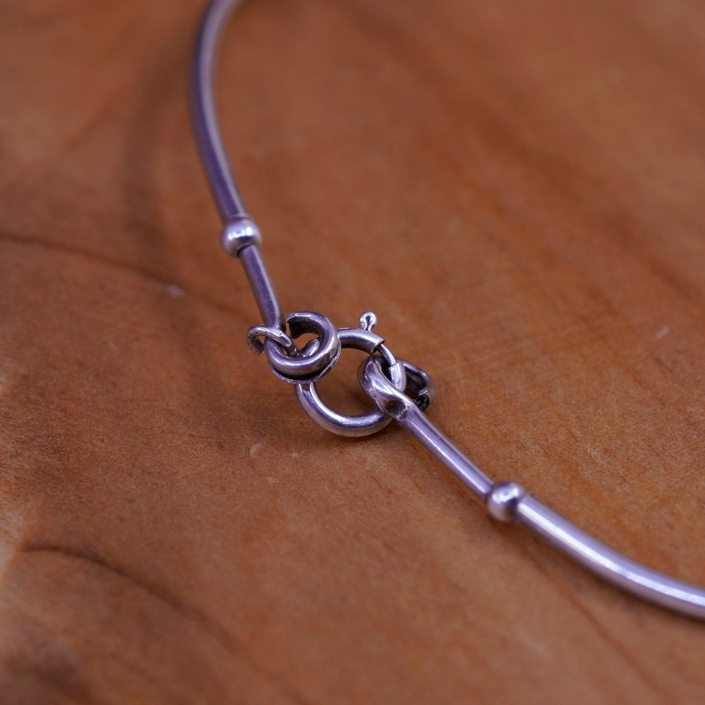 6.5, Vintage Sterling silver handmade bracelet, 925 bar chain with crystal