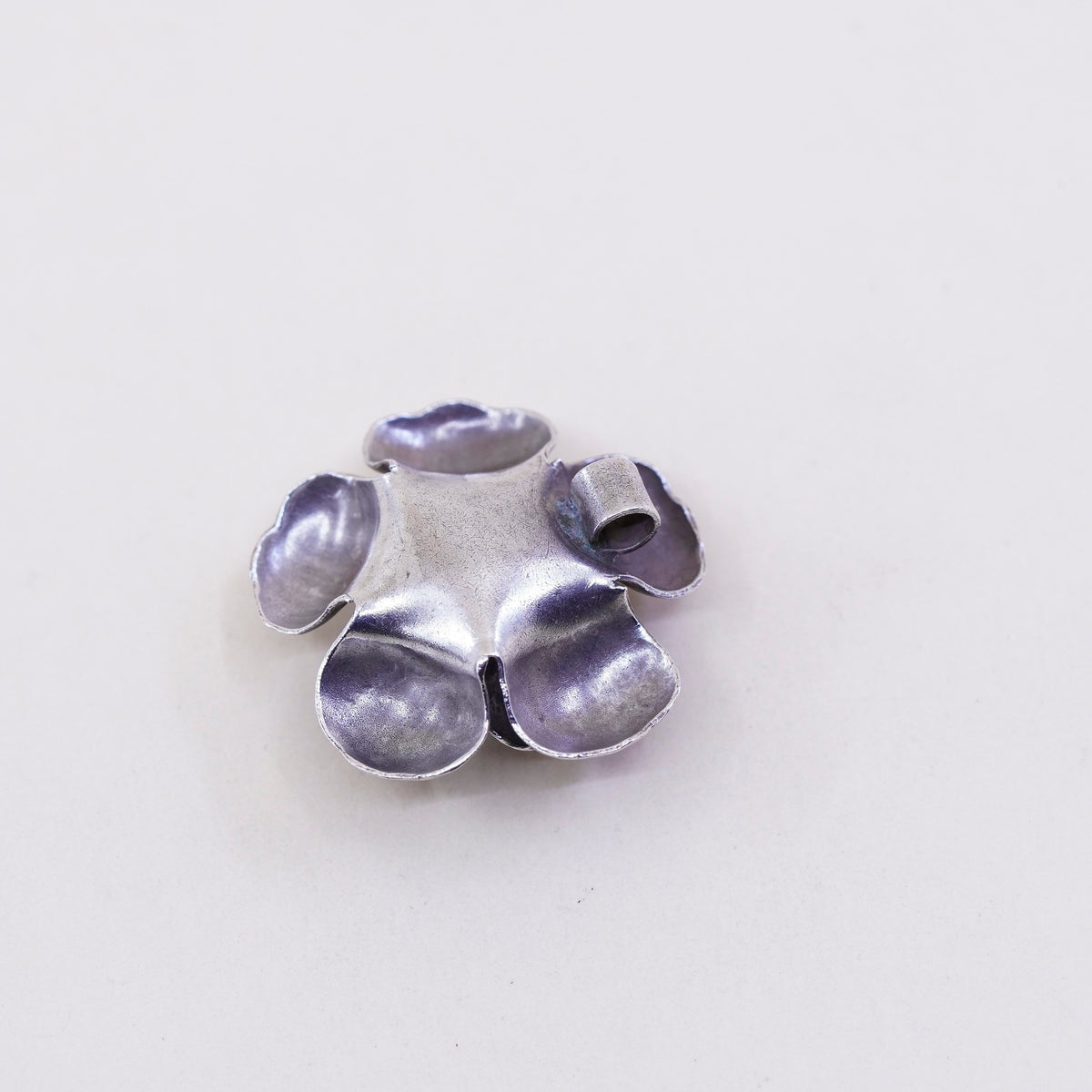 Vintage Sterling silver handmade pendant, 925 3D rose flower