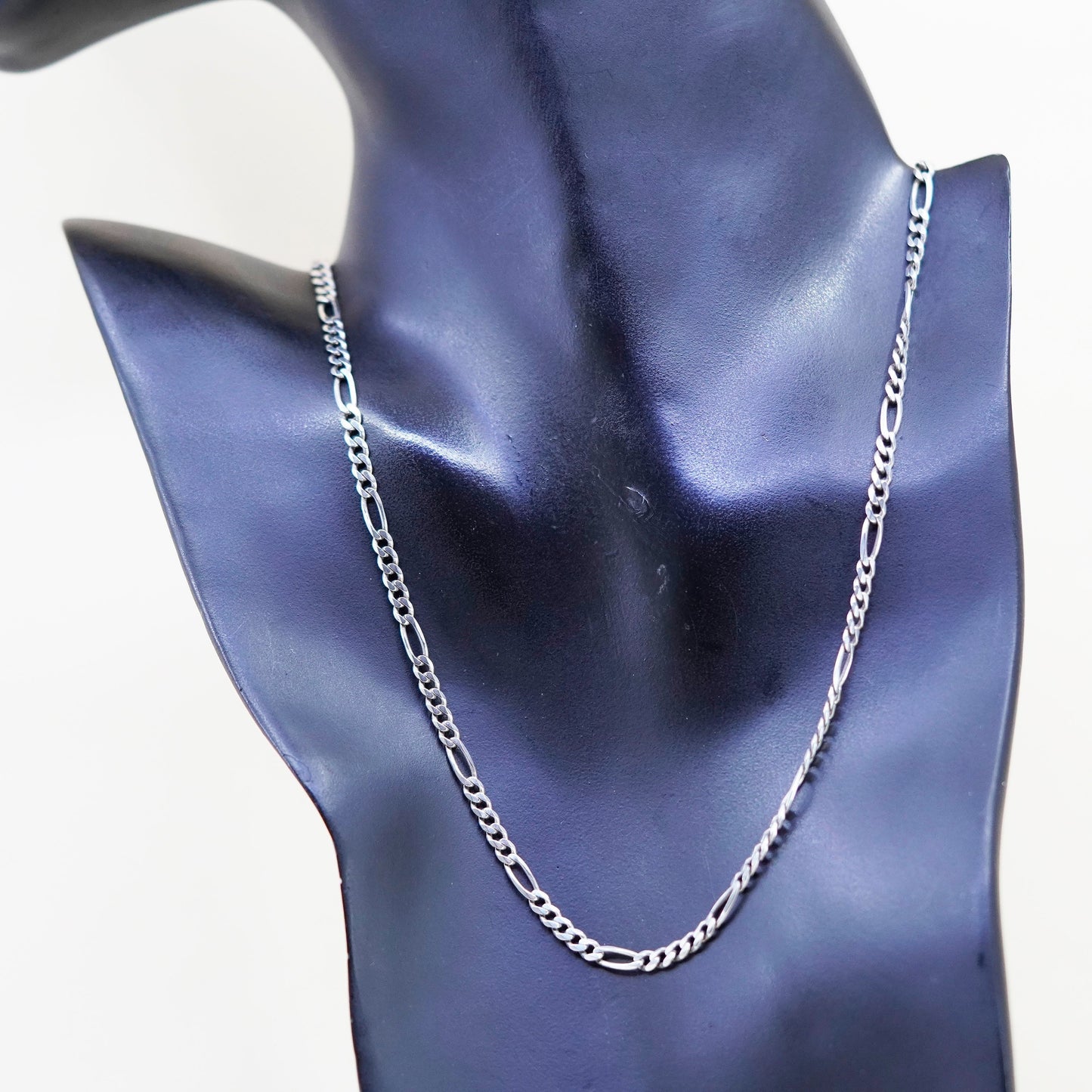 18.5”, 4mm, Vintage sterling silver figaro chain, bold 925 men’s necklace