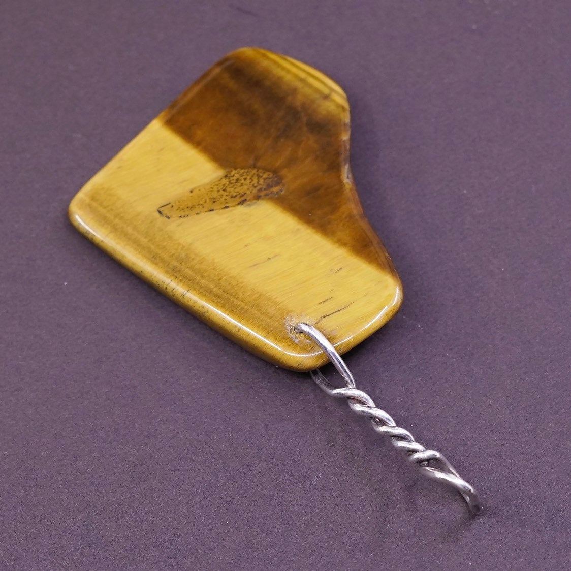 VTG Sterling silver handmade pendant, Mexico 925 w/ golden tiger eye pendant