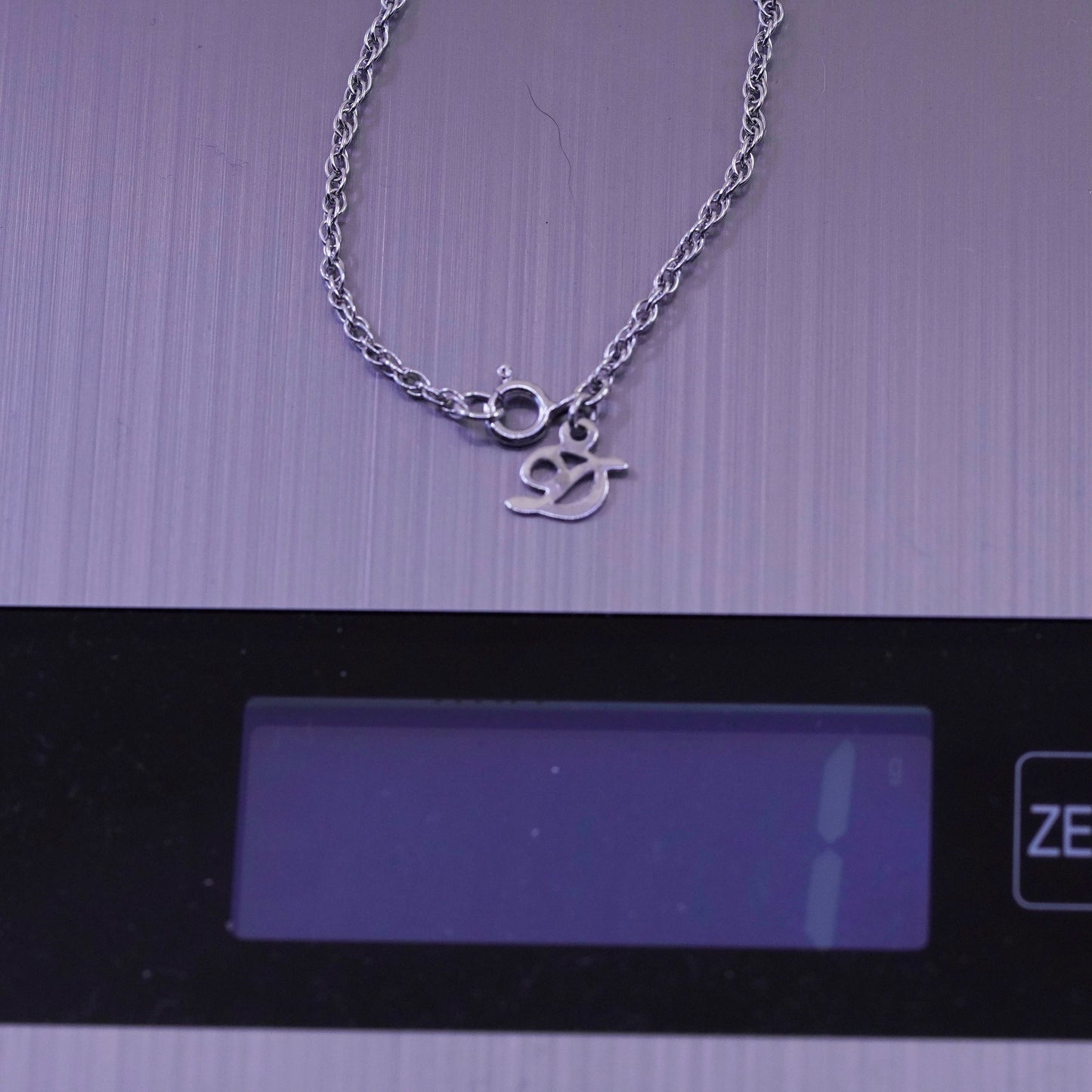 6.75”, sterling silver bracelet, 925 Singapore chain anklet w/ initial D charm