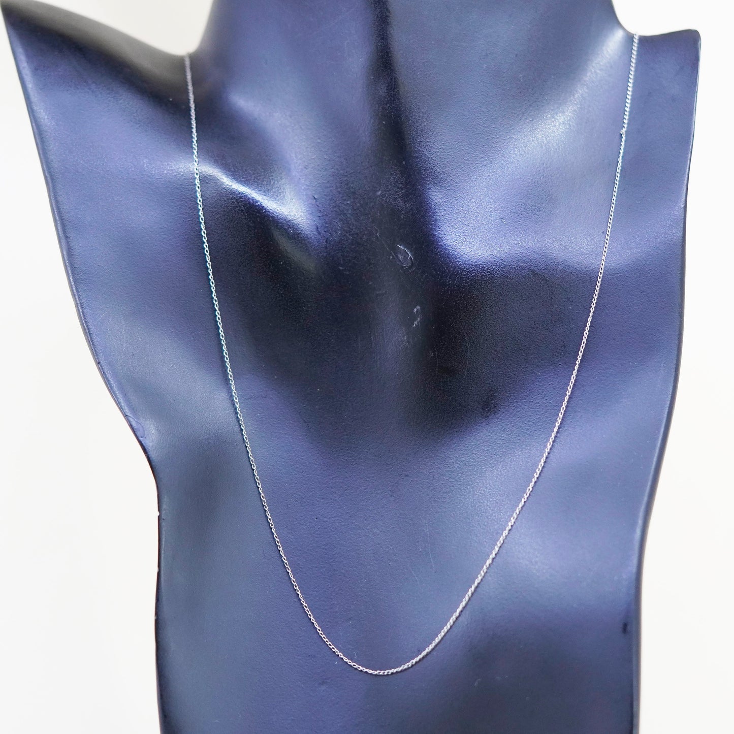 22”, 1mm, Vintage sterling silver thin circle chain, Italy 925 necklace