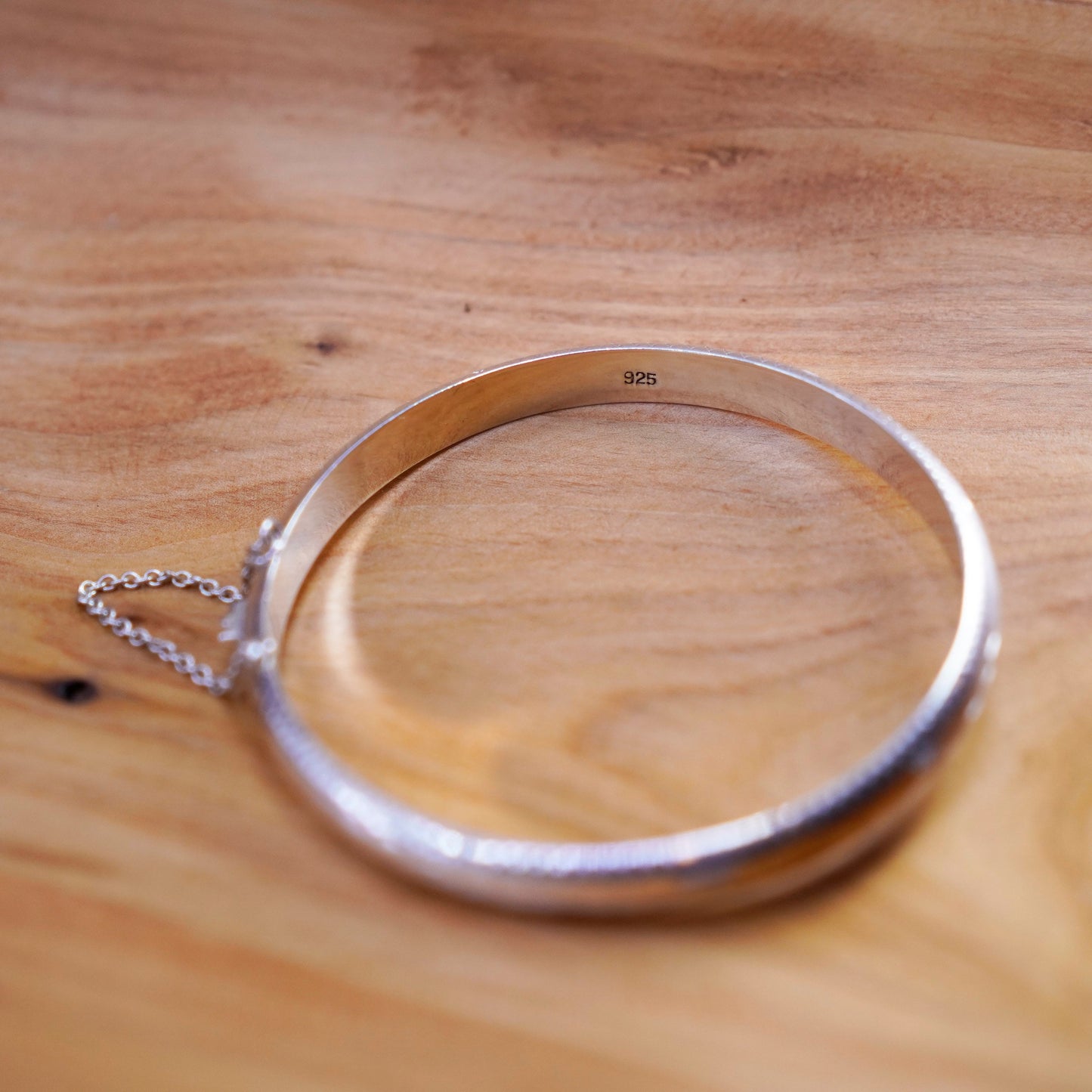 7.25”, Vintage Sterling silver handmade bracelet, 925 wide hinged bangle