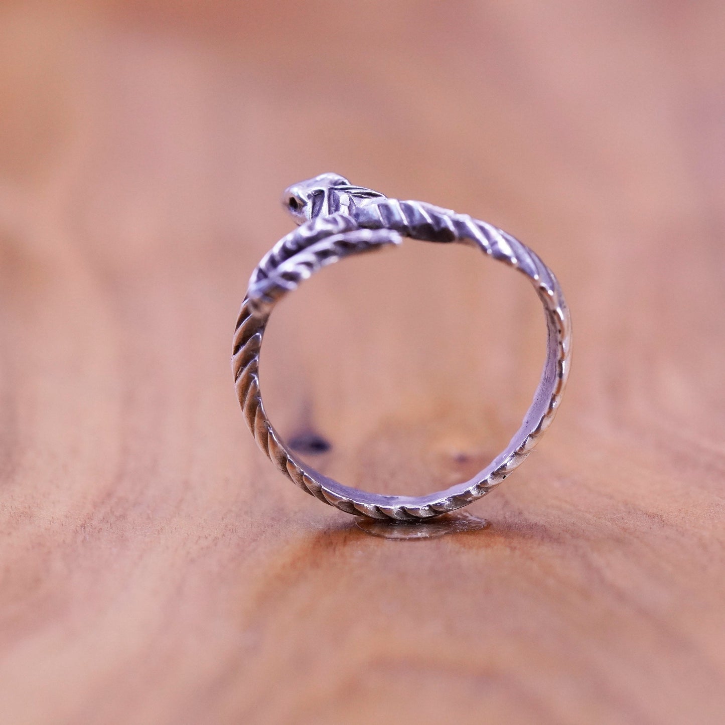 Size 8.5, vintage Sterling silver handmade ring, 925 snake band