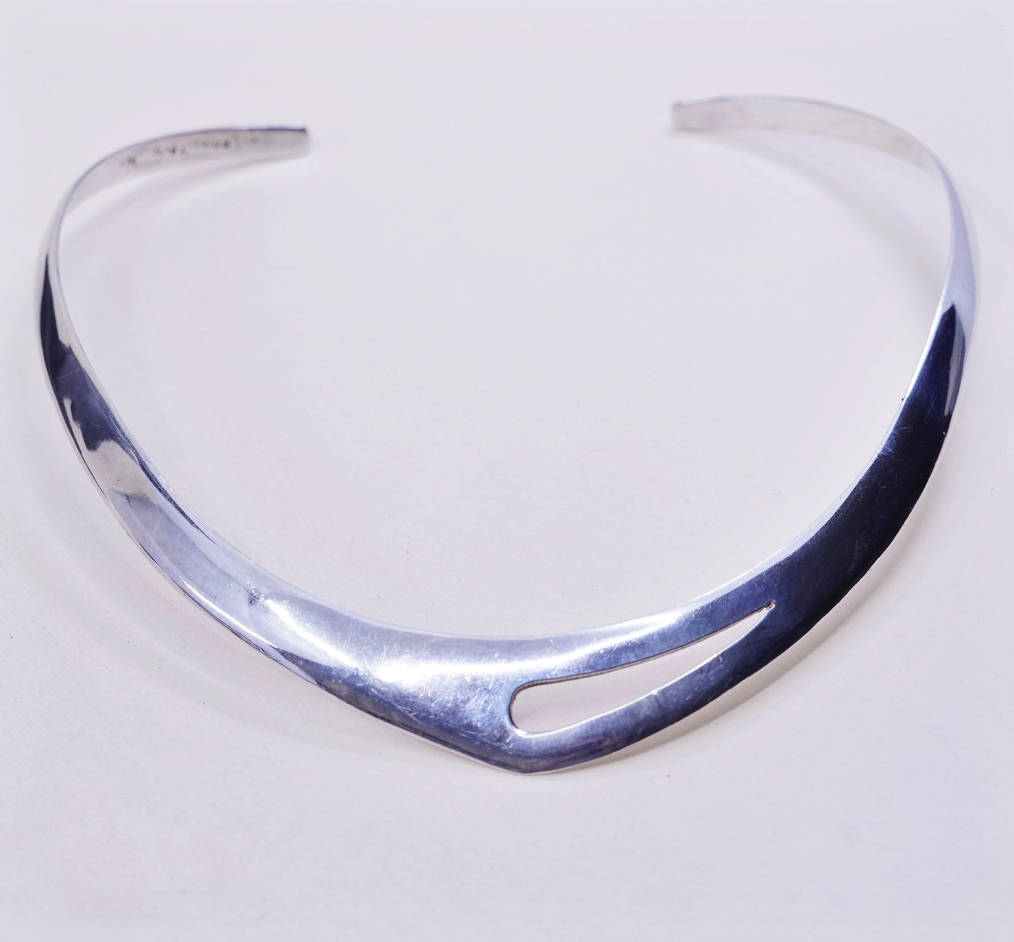 12”, Vintage mexico sterling 925 silver handmade choker collar necklace