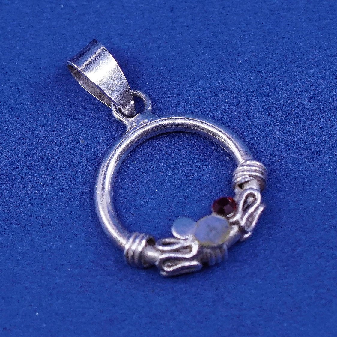 vtg Sterling silver handmade pendant 925 silver circle, stamped 925