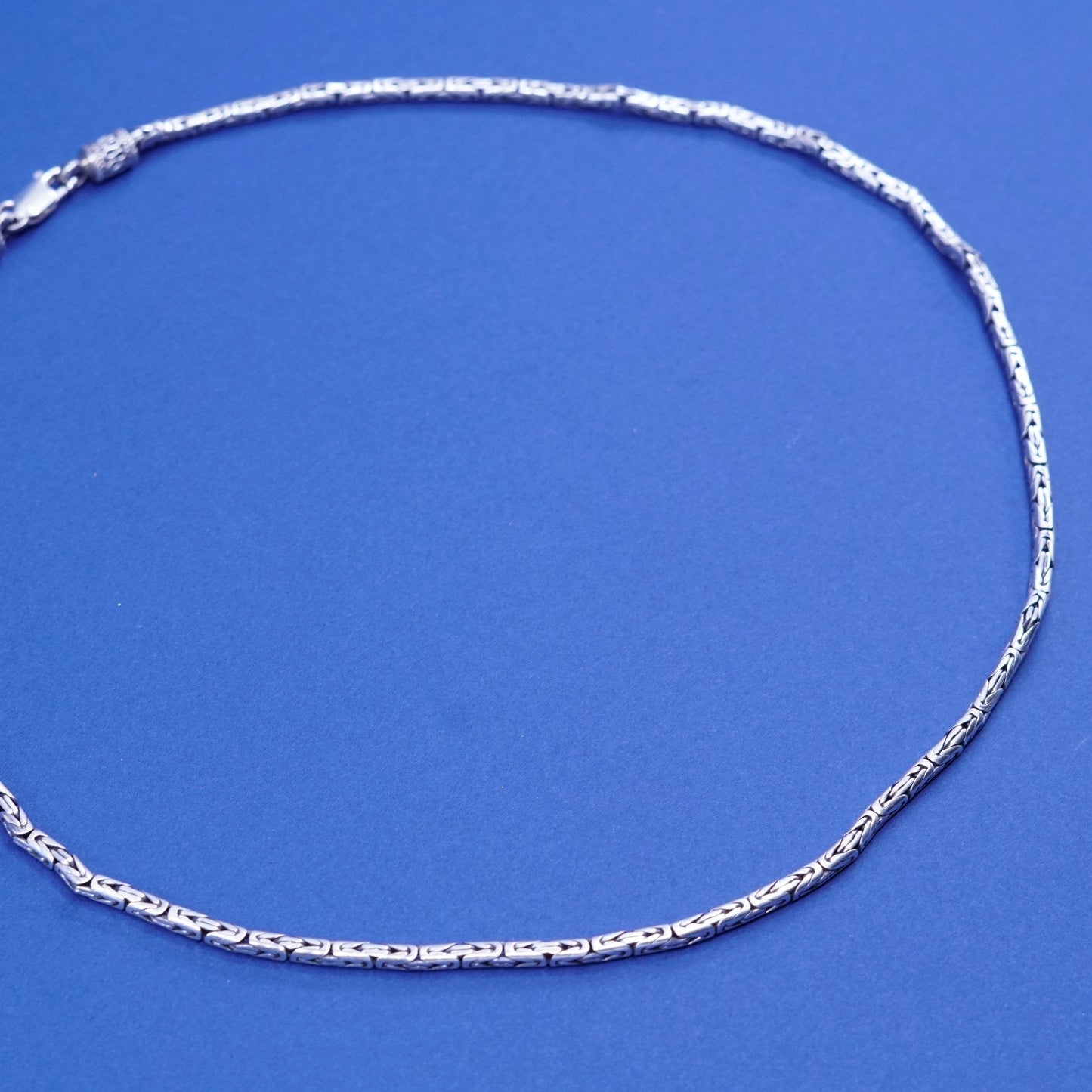 18”, sterling silver 925 handmade Bali birdcage Byzantine chain, men’s necklace