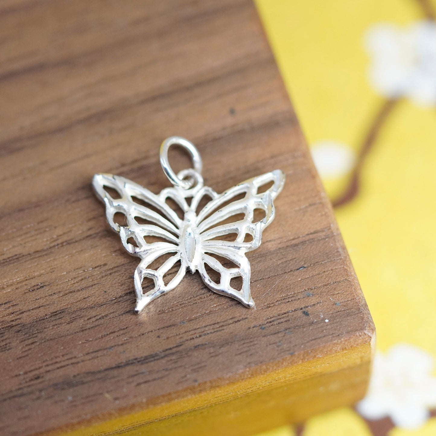 Vintage Sterling silver handmade pendant, 925 butterfly charm