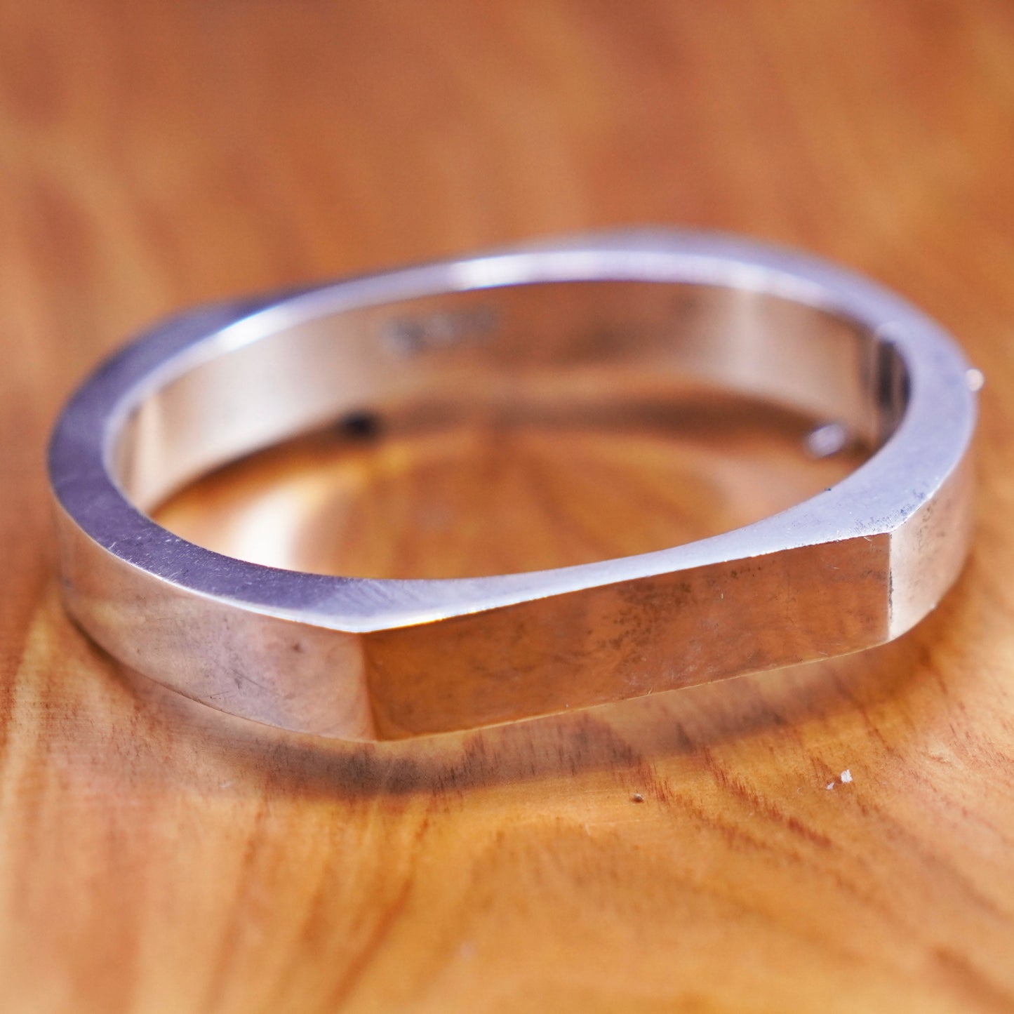 6.75”, vintage Sterling 925 silver handmade bracelet, modern hinged bangle