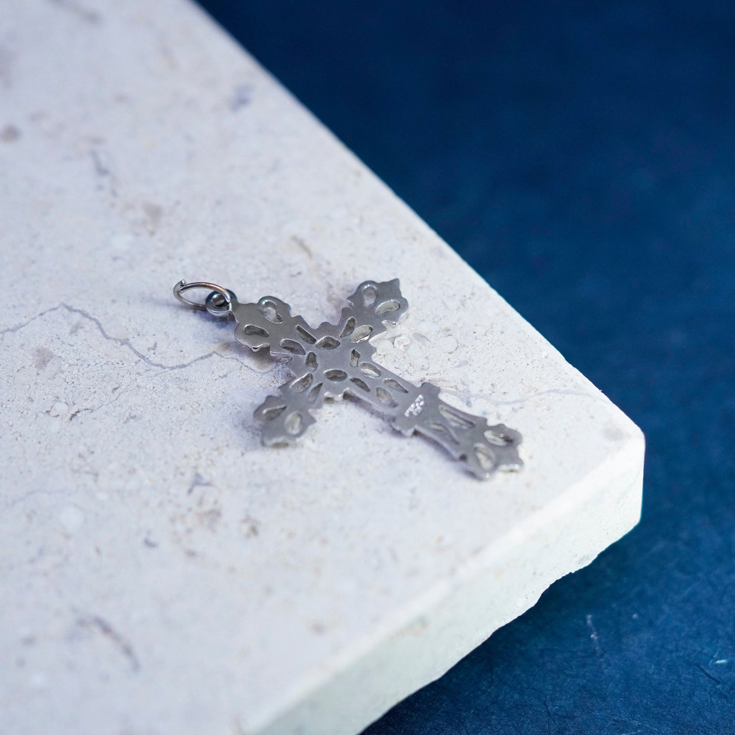Sterling silver handmade pendant, 925 filigree cross charm