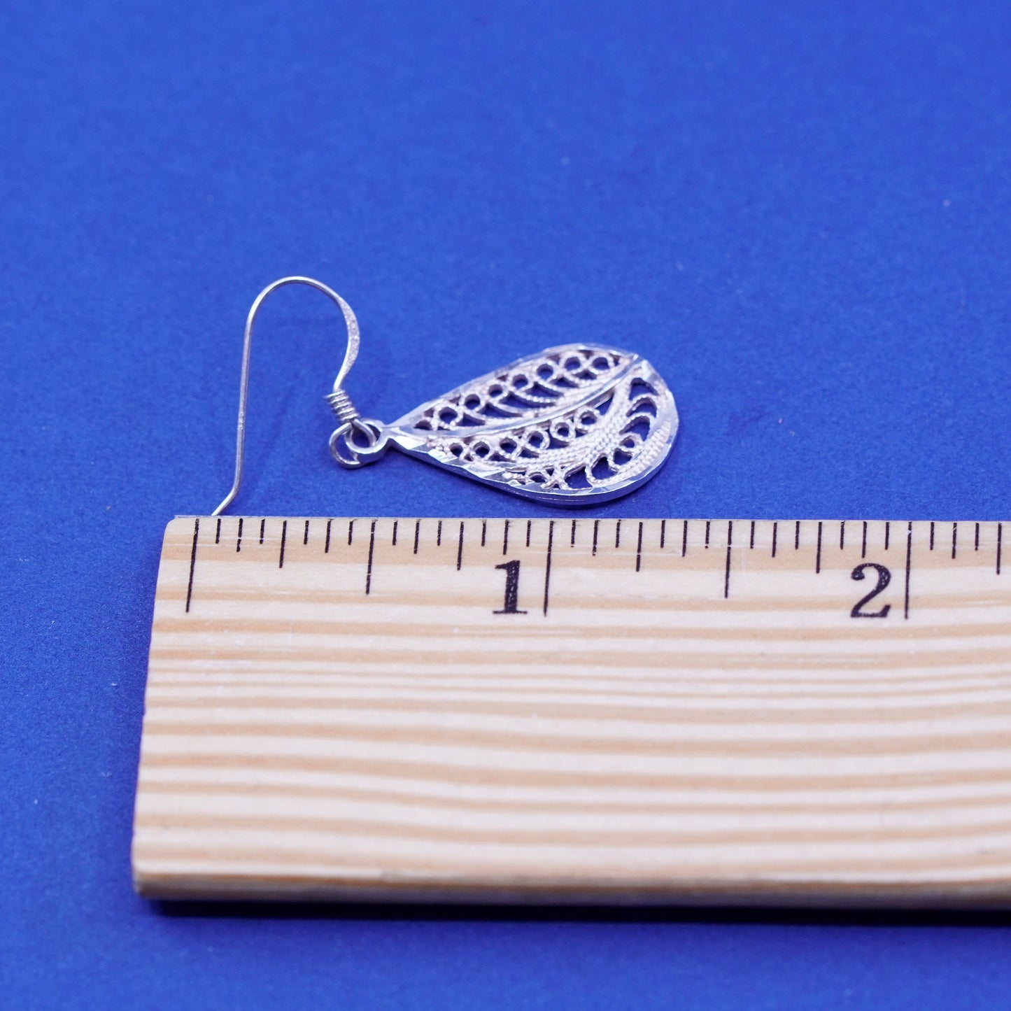 Vintage Sterling silver modern earrings, 925 teardrop Dangles