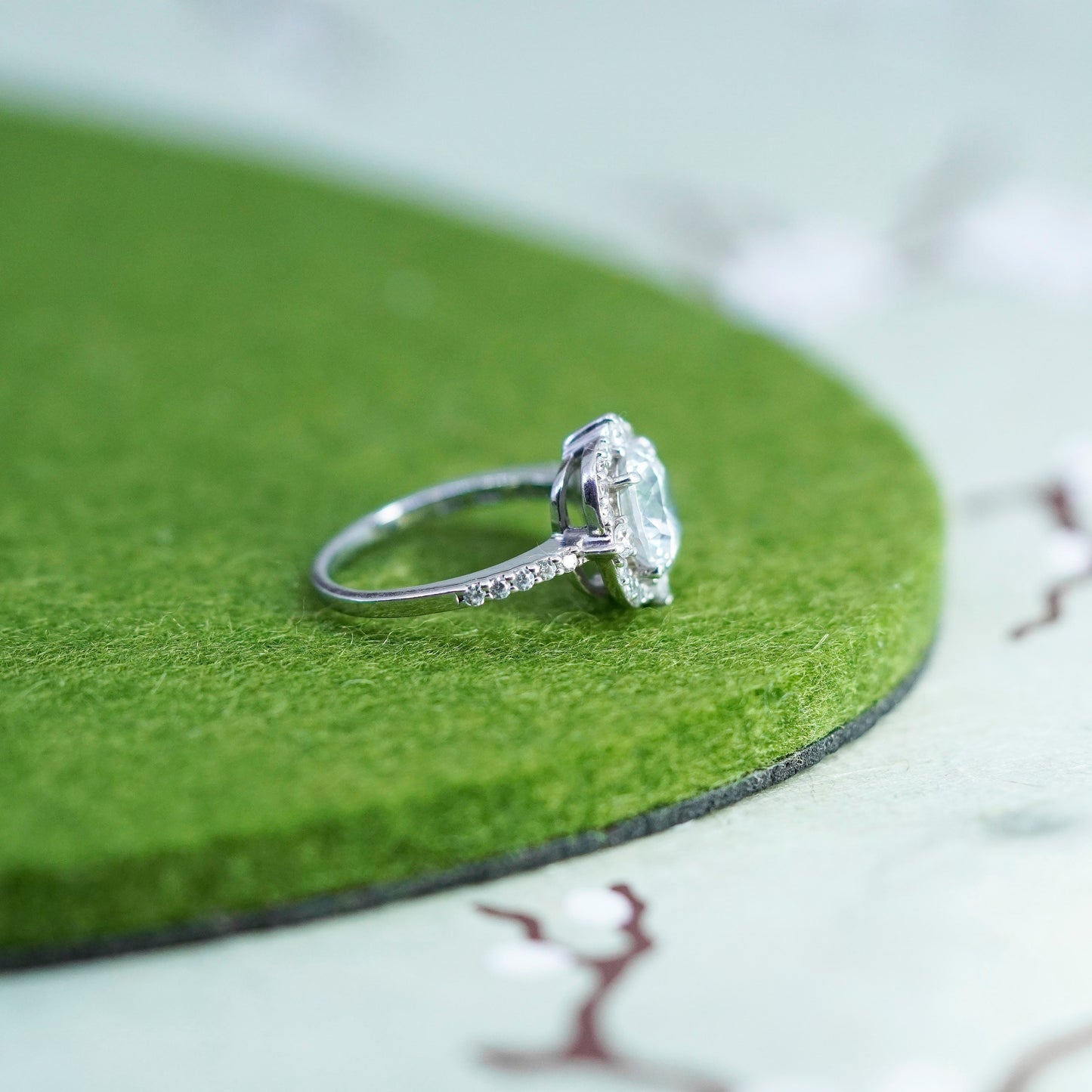 Size 5, vintage sterling 925 silver ring with square CZ, engagement band