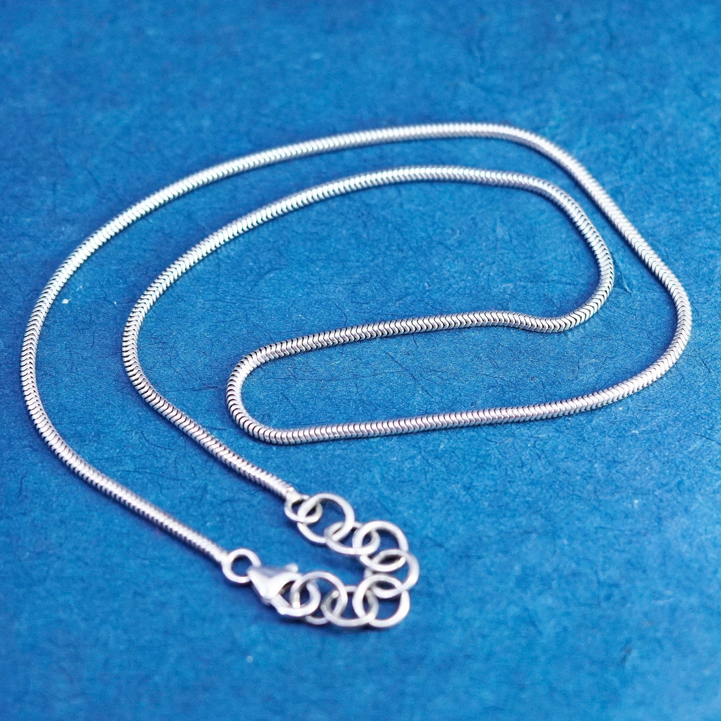 16+1”, 1.6mm, vintage Sterling silver handmade necklace, 925 snake chain