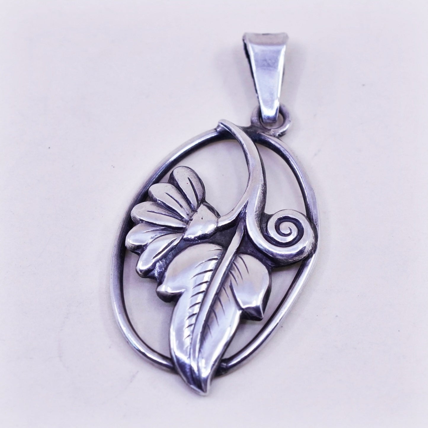 Vintage Sterling silver pendant, 925 leaf charm