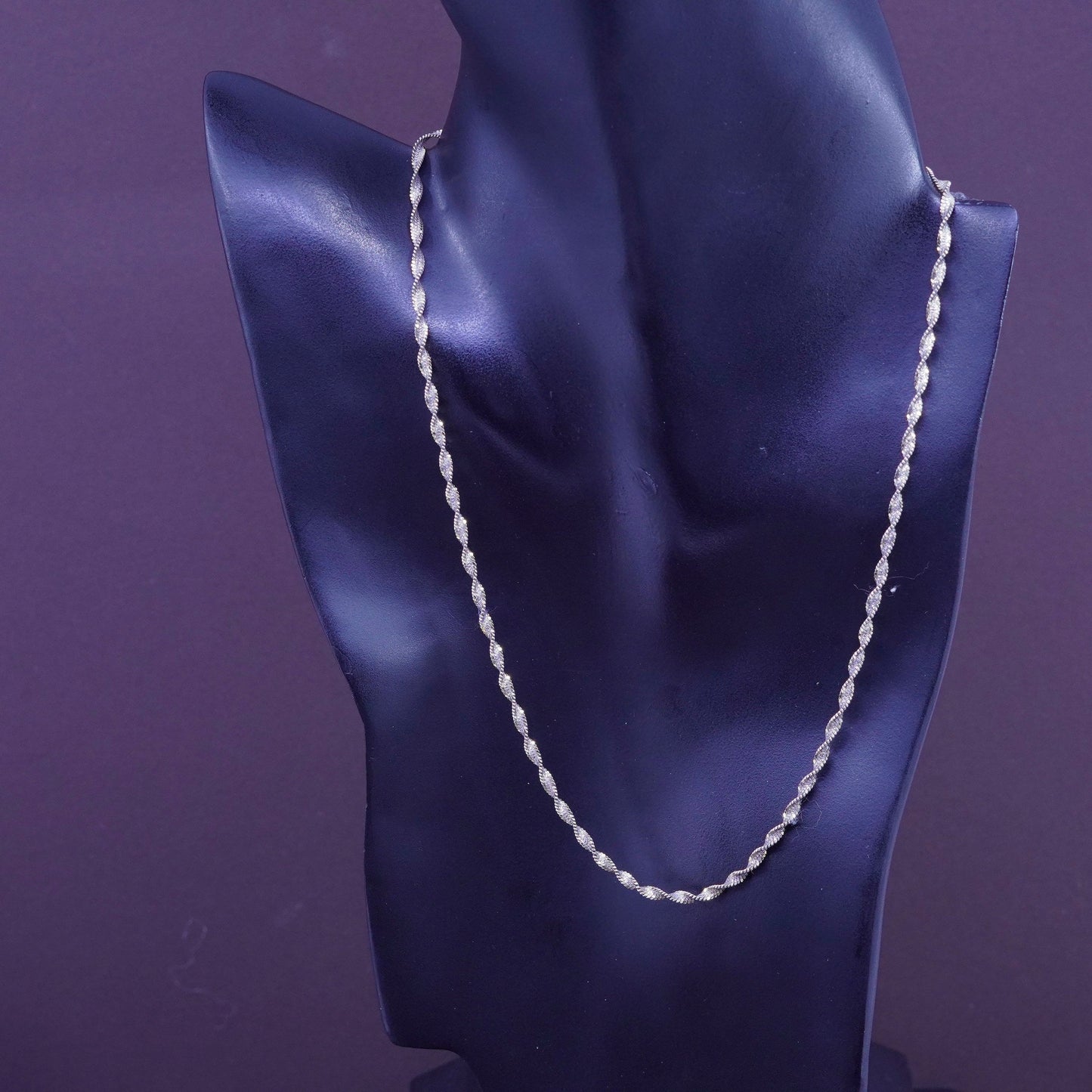 18”, vermeil gold over Sterling silver necklace, 925 twisted herringbone chain