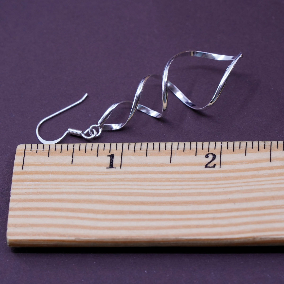 Vintage Sterling silver handmade earrings, 925 twisted dangle