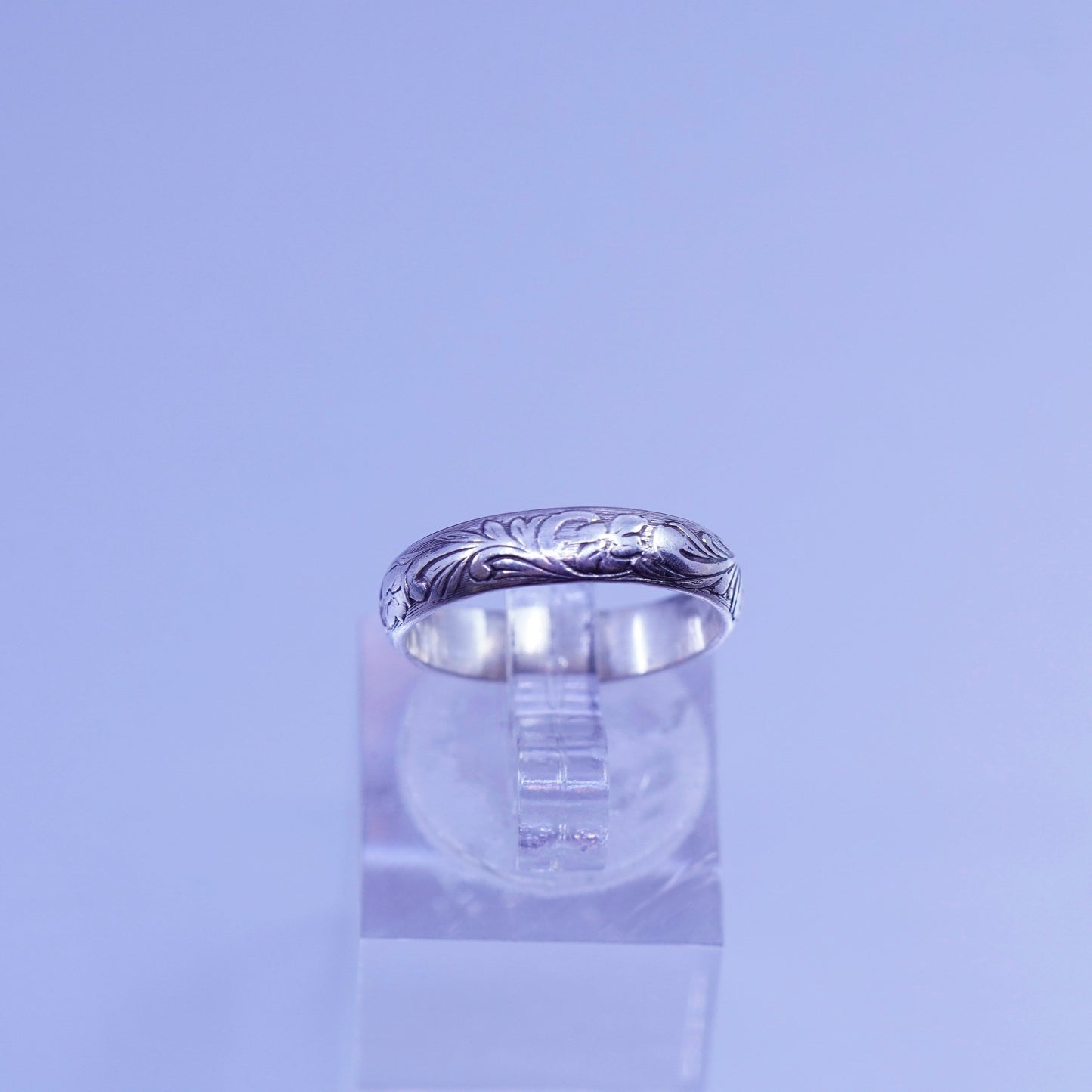 Size 6, southwestern Sterling 925 silver wedding ring, textured stackable band