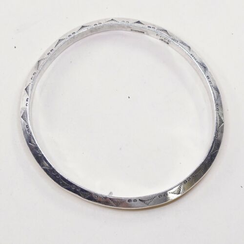 8.25”, Vtg Native American FCFE Sterling Handmade Bangle, 925 Navajo Bracelet