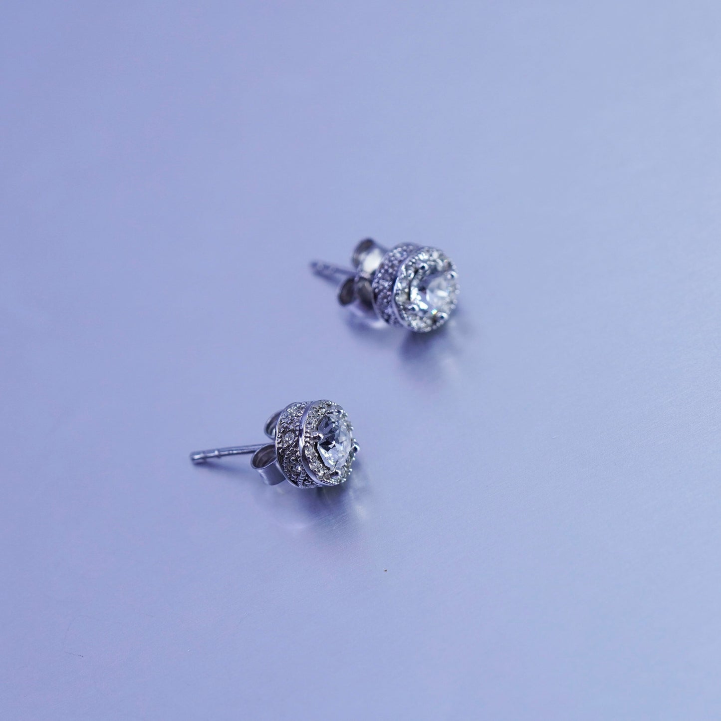 Vintage Sterling 925 silver earrings, studs with cz inlay