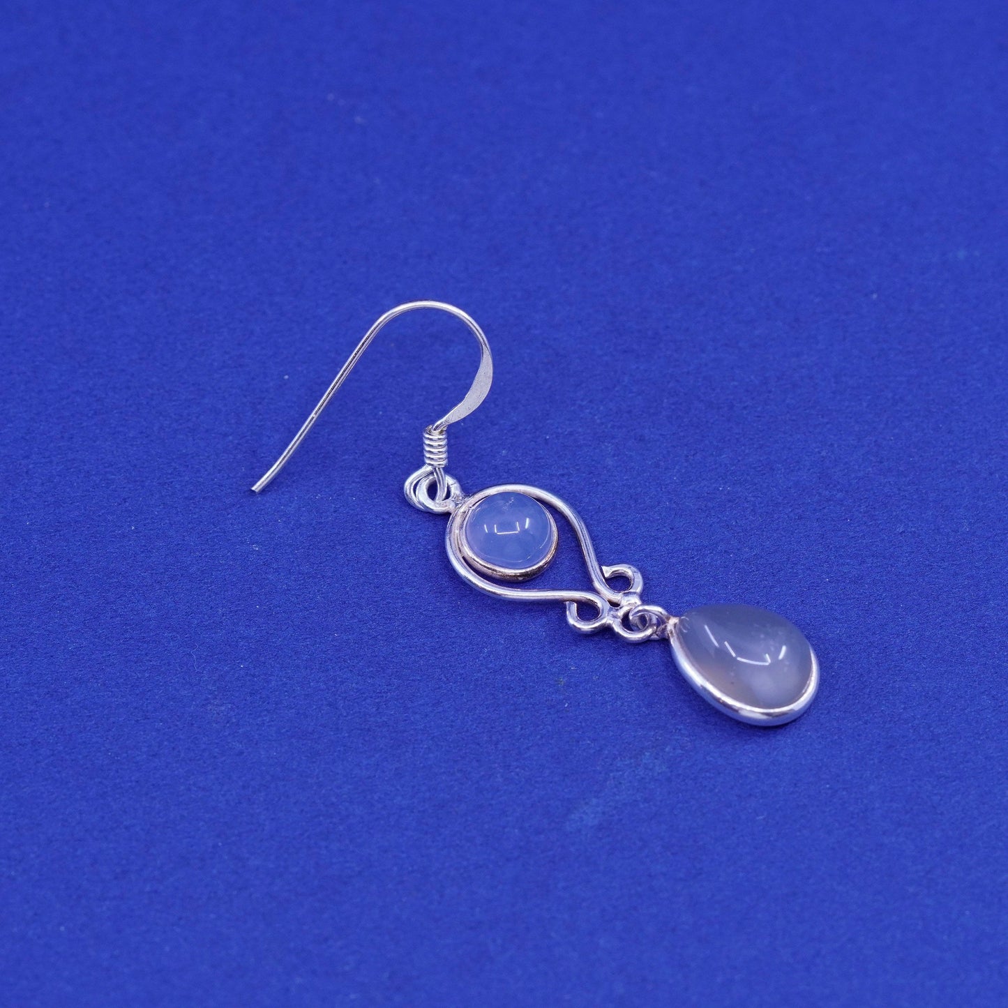 Vintage Sterling 926 silver handmade earrings with moonstone