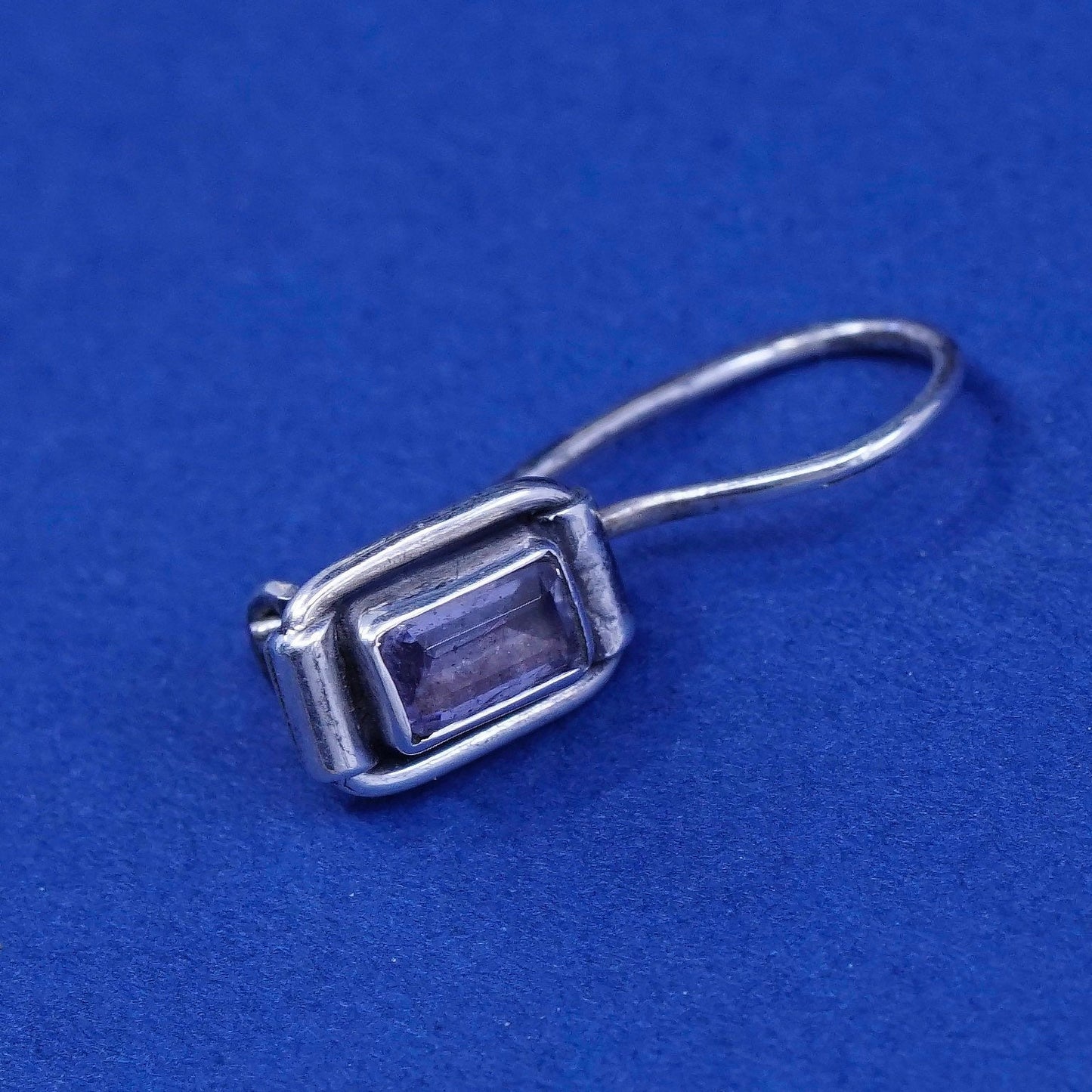 Vintage sterling silver handmade earrings, 925 silver with amethyst