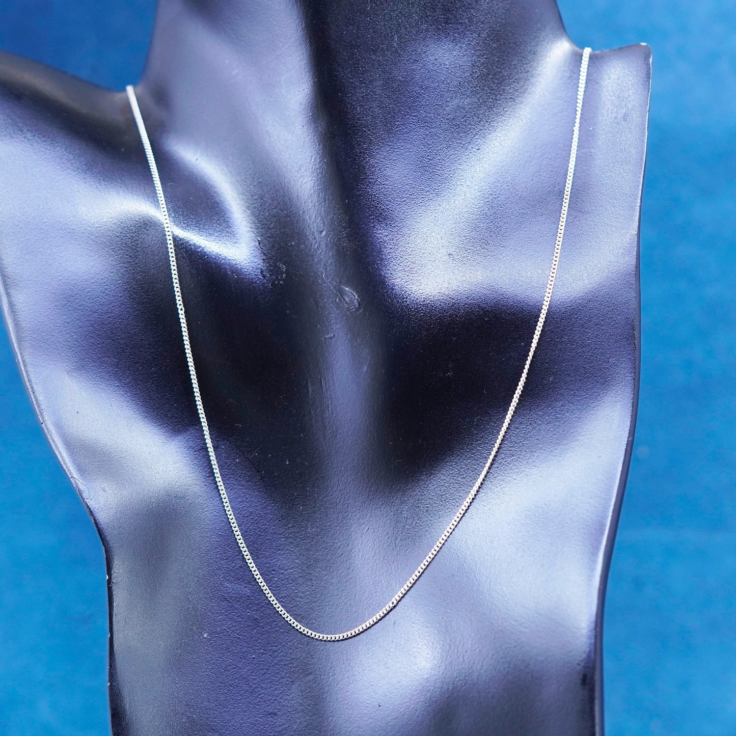18”, 1mm, vintage Italy Sterling silver necklace, 925 curb chain