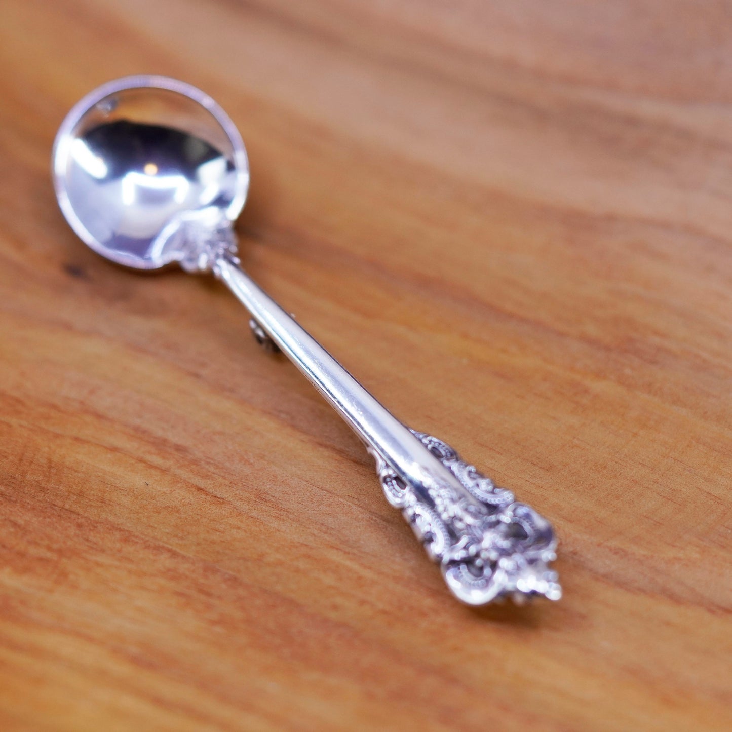 Vintage sterling silver handmade brooch, 925 spoon pin