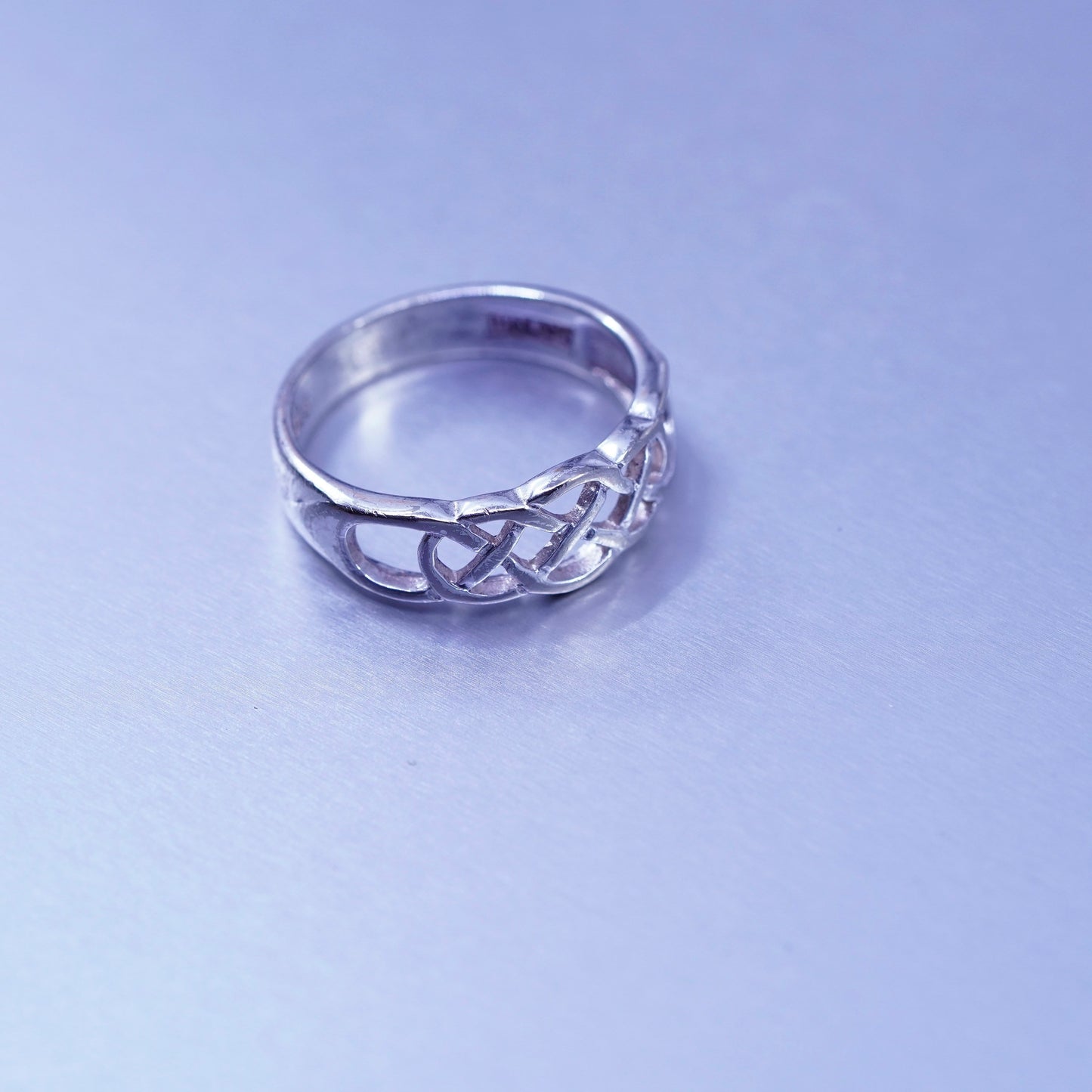Size 7, Sterling 925 silver handmade ring, Irish Celtic braided textured band