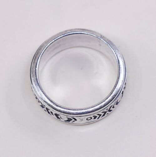 Sz 10 Vtg Mexico Sterling Silver handmade Spinner Ring 925 band w/ Xoxo Embossed