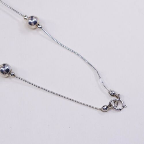 18”, Vtg Sterling silver handmade necklace, 925 Liquid Silver W/ Beads, Stamped