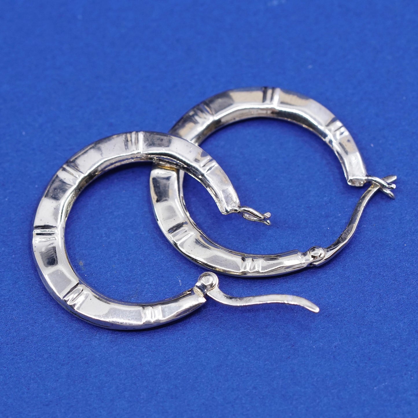 1”, vintage gold over Sterling 925 silver handmade hoop earrings, huggie