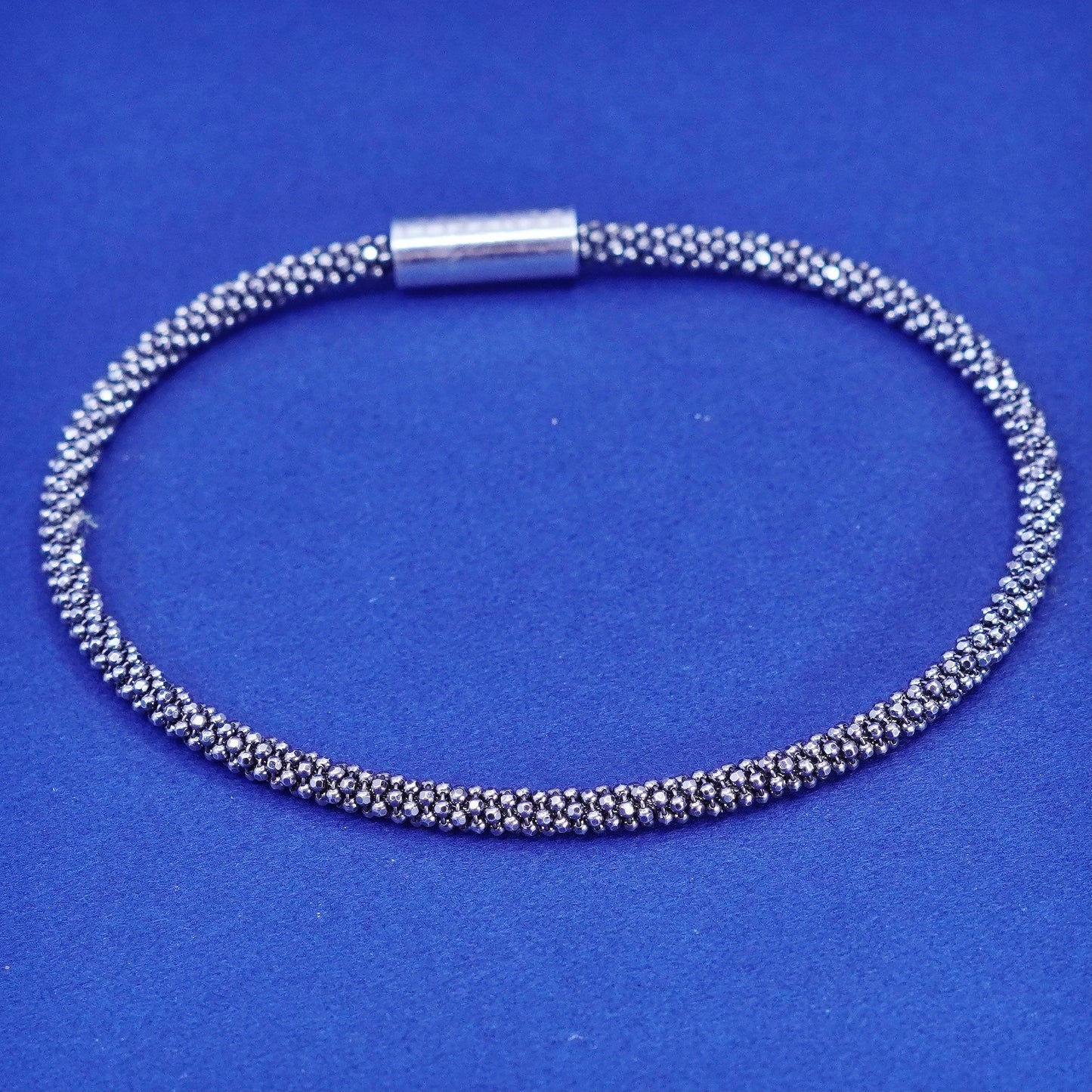 7.25”, bentelli sterling silver handmade bracelet, 925 twisted bead bangle