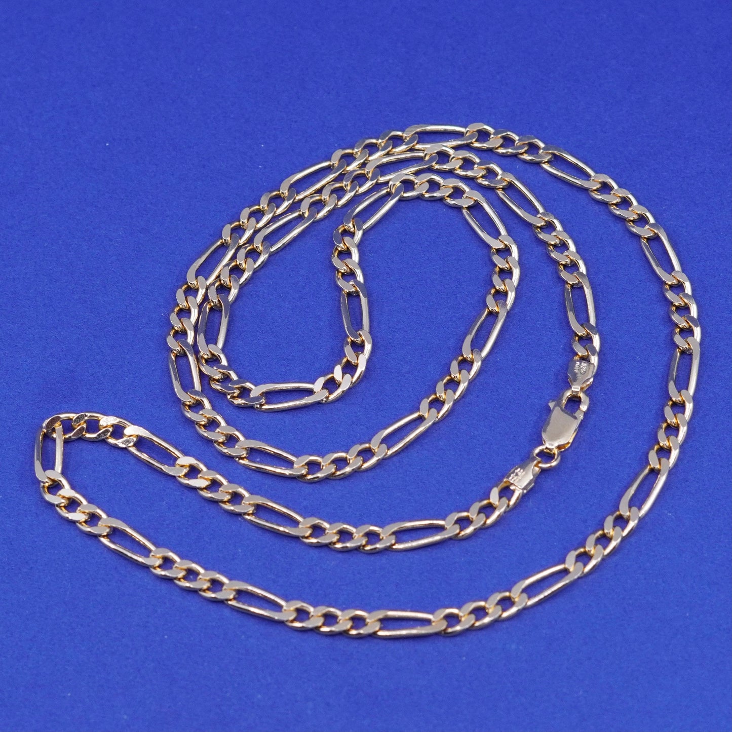 24”, vermeil gold filled Sterling silver handmade necklace, 925 Figaro chain